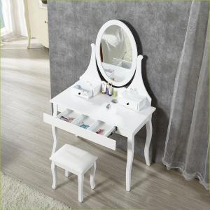 China Noble White Solid Wood Tripod With Mirror 62.6INCH Bedroom Dressing Table on sale