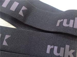 China Heat Transfer Logo On Polyester Elastic Webbing / Clothing Elastic Band on sale