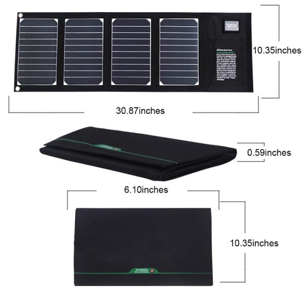 Dual USB Charger 20W Foldable Solar Panel Bag Fold Away Solar Panels Lightweight