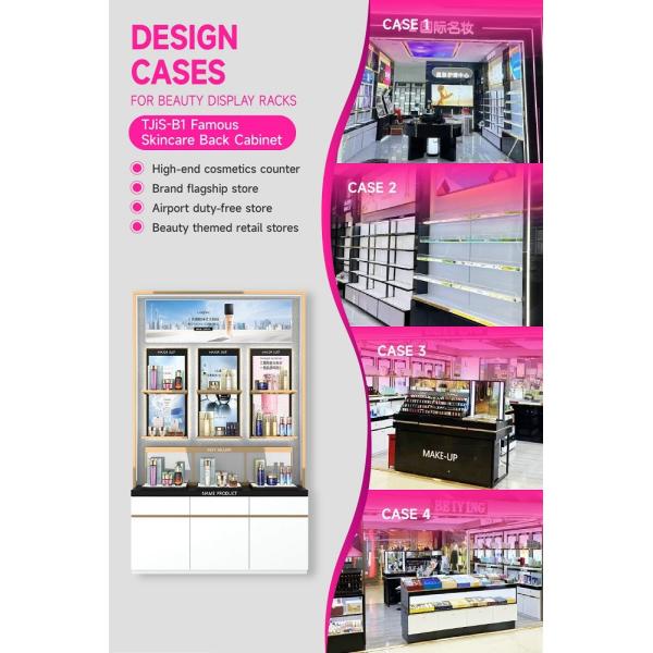 TJiS-B1 U-Shaped Titanium Edging Skincare Display Cabinet with 40mm Softbox