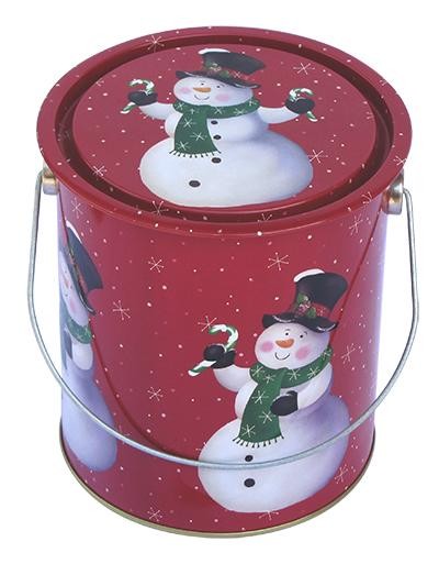 Popular Christmas Tin Box Holiday Gift Tins with Handle Christmas Candy Tins 0.23mm Thickness