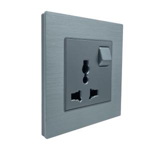 China Three Holes 250V 13A Power Socket Glass / Aluminum Material Panel on sale