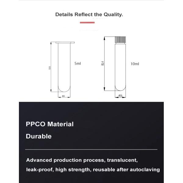 High Speed Medical Supplies 10ml Round Bottom Test Tube with PPCO Material and Cap