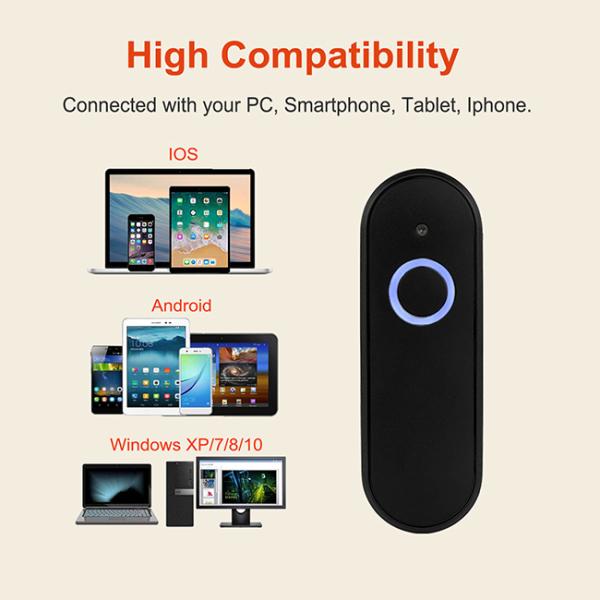 30m Mini 1D Wireless Barcode Scanner Lightweight ITF-14 GS1 Databar Scanner