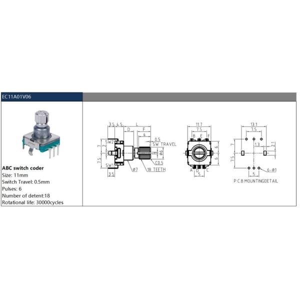 Wholesale Ec11 Ec12 Ec16 Incremental Rotary Encoder with Switch 360-Degree Rotating Knob