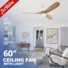 Buy cheap 60 Inch Ceiling Fan With Wooden Blade And Dimmable Light Bldc Motor Energy from wholesalers