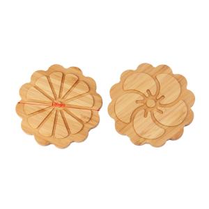 China Custom Engraved Bamboo Wooden Coaster Wedding Personalized Coaster Set on sale