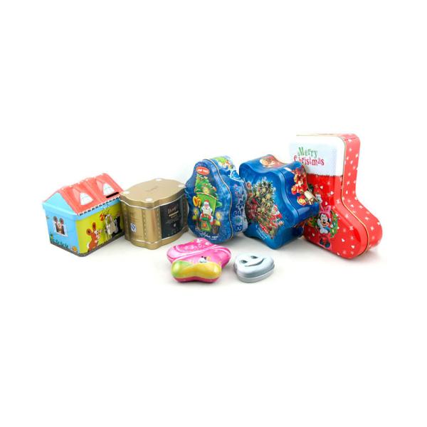 Santa Claus Metal Tin Container For Christmas Holidays , Custom Box