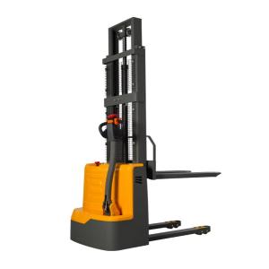 China 1.5t Professional Material Lifting Equipment Walkie Full Electric Stacker Electric Lifting Workshop Trolley PU Wheel With on sale