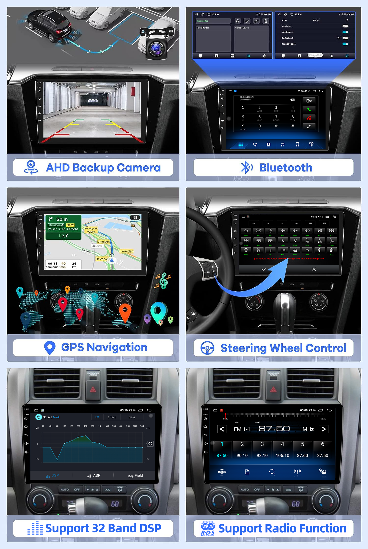 Combination of Built-in GPS and Mirror Link Support in 9inch Android 10 Car DVD Player