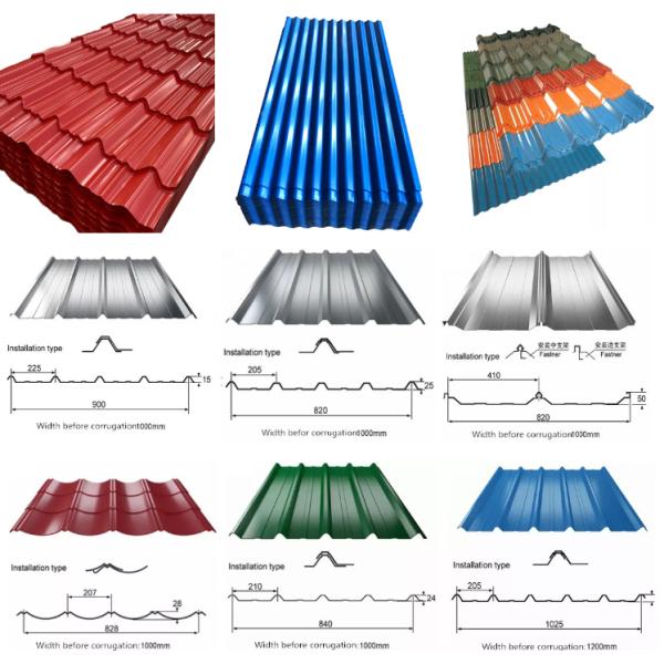 Galvanized Color Coated Corrugated Steel Roofing PPGI Steel Sheet Metal ASTM SGCC CGCC Low Slope Roofing