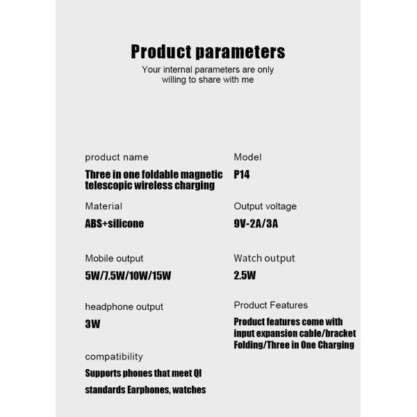 Office Home Magsafe 3 In 1 Foldable Magnetic Wireless Charger For Samsung / Iphone