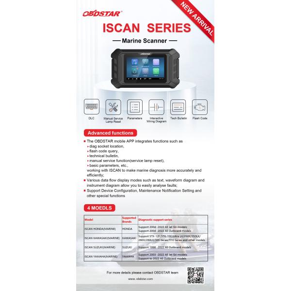 OBDSTAR iScan for KAWASAKI Marine Diagnostic Tablet Support STX-12F/STX-15F/Ultra LX/250X/250LX/260X/260LX/300 Series/310 Series Models
