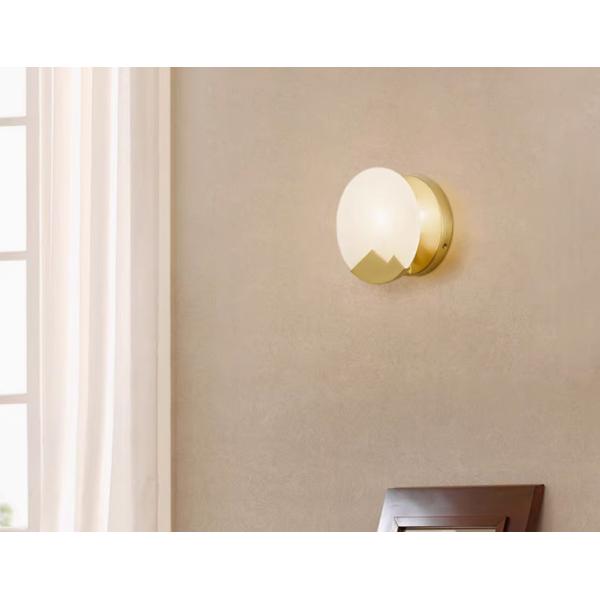 Modern wall lamp round glass bedroom bedside lamp designer light luxury lamp Nordic living room background wall lamp