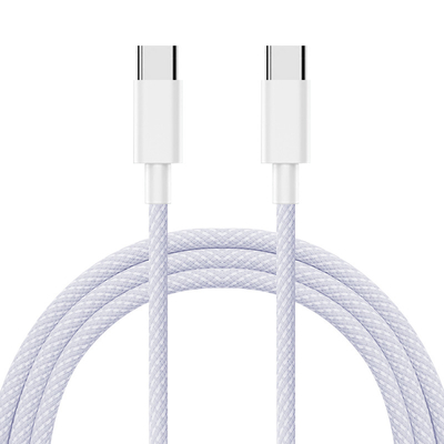 Customized Colorful Braided Charging Cable 60W / 100W 1M / 2M Type C to C Charging Cable