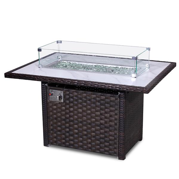 50000 BTU Rectangular Table Top Fire Pit Contemporary Design