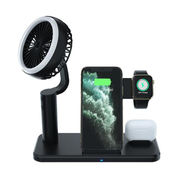 Quality 9V 2A Foldable Multifunction Fast Charger 4W Fan PC ABS With Led Night Lamp for sale