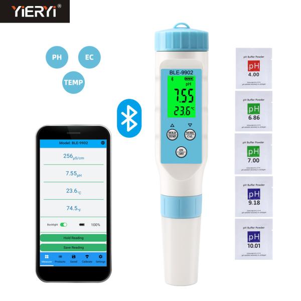 Quality Yieryi BLE-9902 3-In-1 Bluetooth PH EC Meter Comprehensive Water Testing For Pools Hydroponics Aquariums for sale