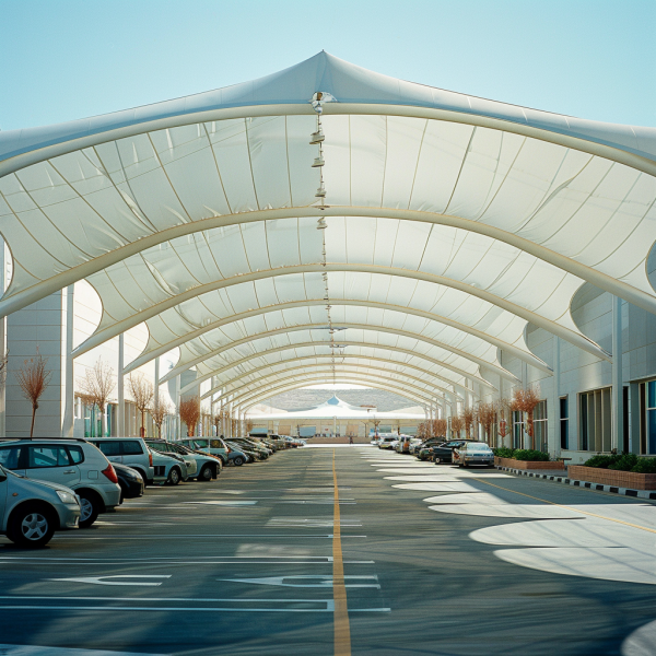 Tension Membrane Structure For Public Parking Lots Protect Vehicles With Stylish Canopies