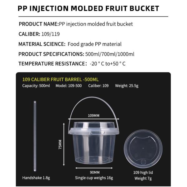 Clear Plastic Cups 24 oz Ice Cream Buckets with Lids & Straws Drink Cups Cocktail Pails Bulk with Handles