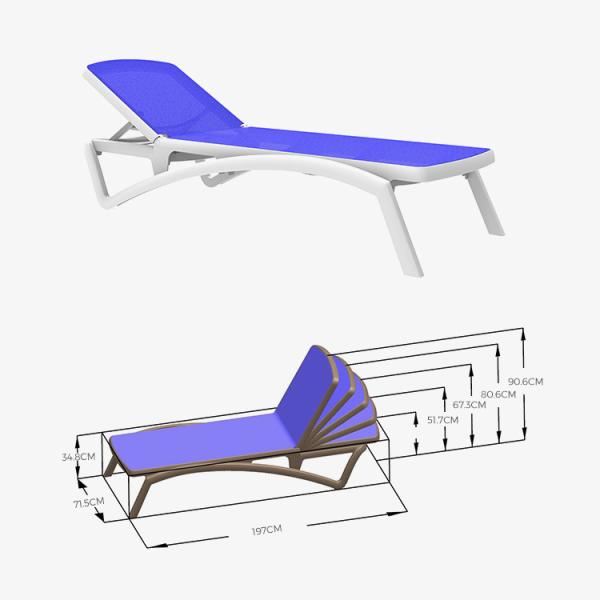 Outdoor Garden Plastic Teslin Stackable Chaise Sun Lounger Chair for Hotel Beach Patio