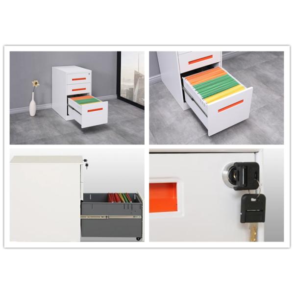 3 Drawer Cyber Lock 20.8KG Metal Mobile Pedestal With Wheels