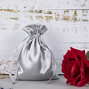 Silver Satin Bags