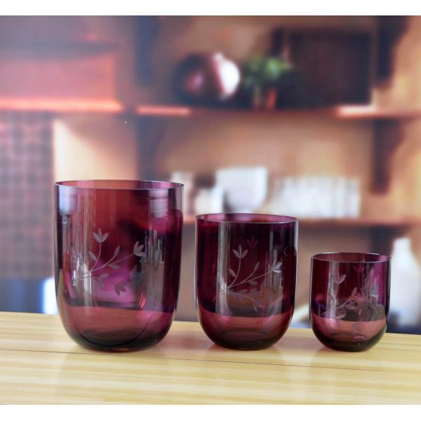 Customize Color U Shape Hand Cutting Decorative Glass Vase