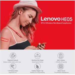 Cxfhgy Lenovo Earphone Bluetooth5.0 Wireless Headset Magnetic Neckband Earphones