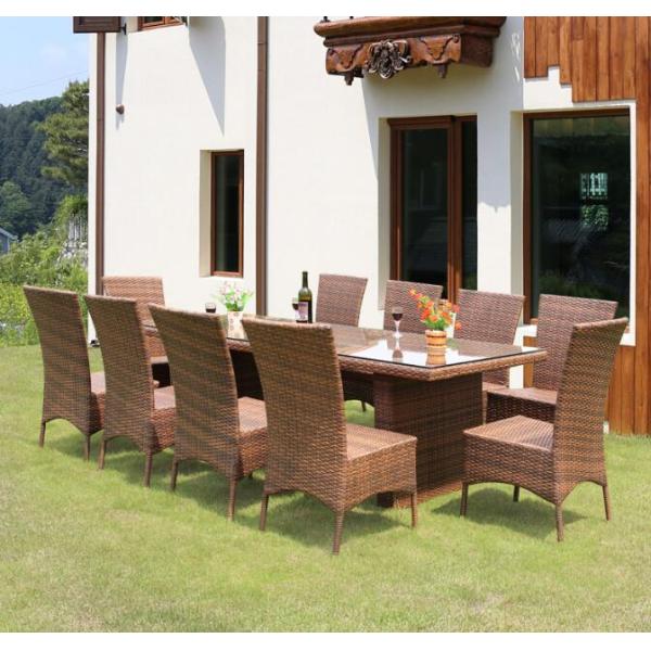 Outdoor furniture dining table and chairs 6 seats garden sets pe rattan modern dining set