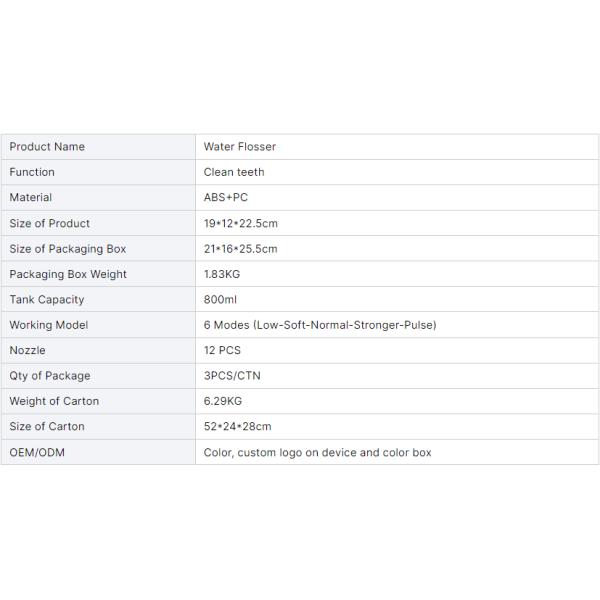 Family Use 800ml Countertop Waterproof Water Flosser Colorful Flossing Toothbrush Pressure Desktop Portable Toothbrush and Desktop Electric Flosser