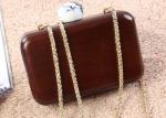Elegant Ladies Evening Wooden Clutch Bag With Pearl Clasp Style Closure