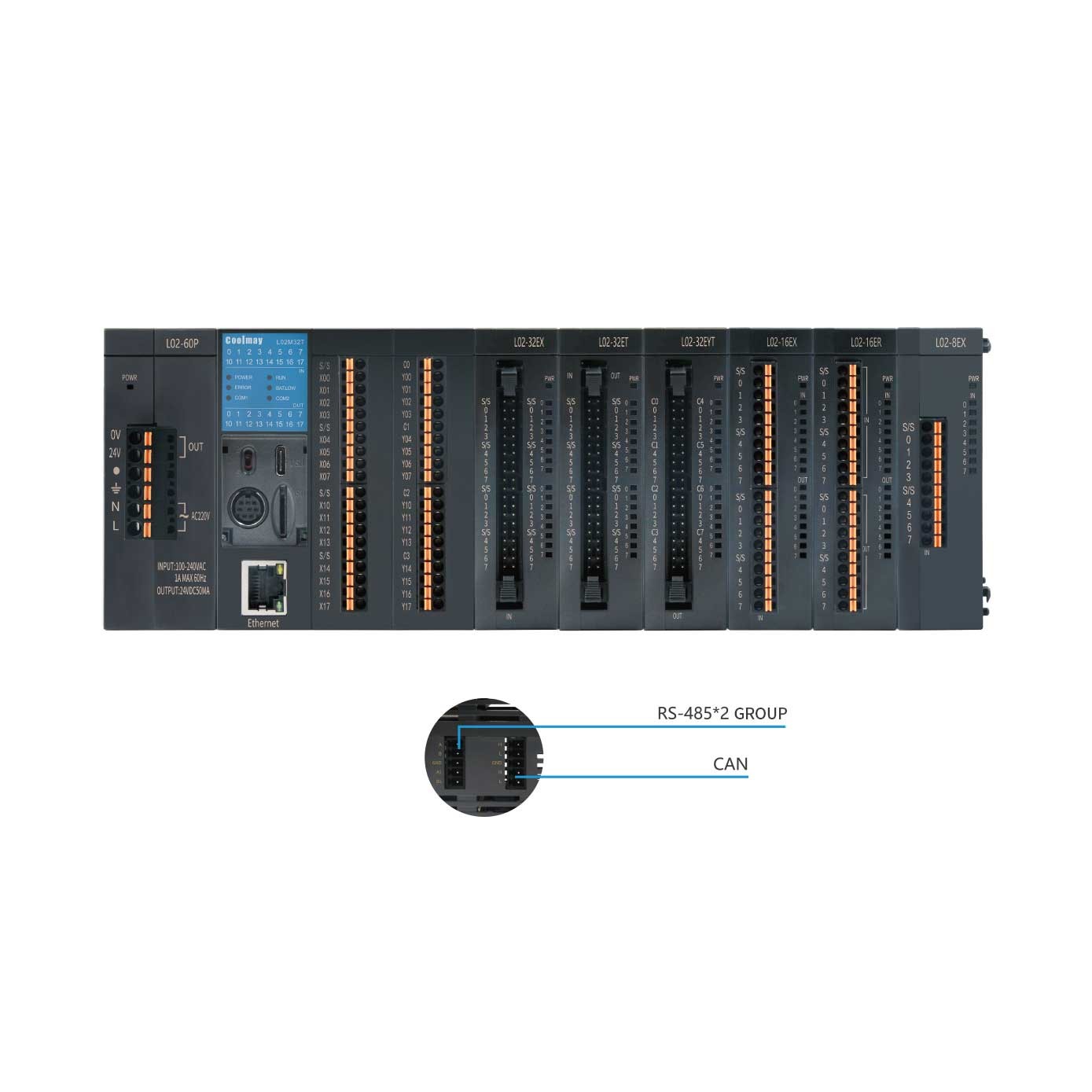 Coolmay Modbus TCP Logic Programmable Controller 16 DI 16 DO PLC Controller