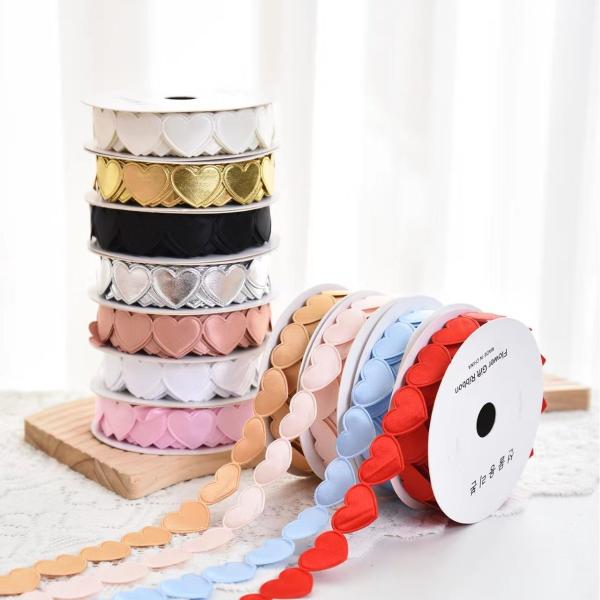 1.5cm*9m 2.5cm*9m Heart Shape Valentine's Day Polyester Gift Ribbon For Luxury Gift Packaging