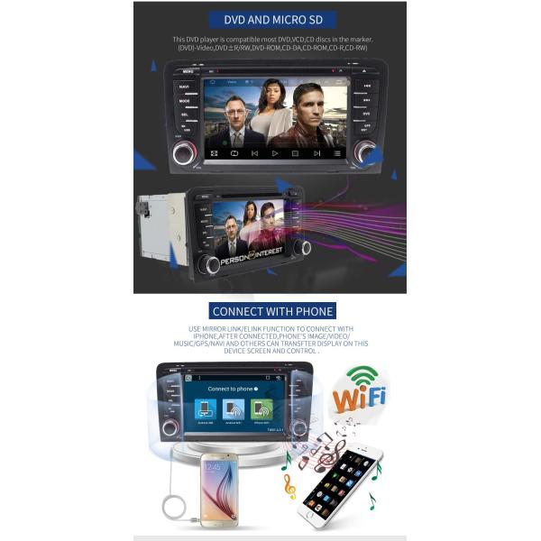 Android 7.1 Audi In Car Stereo Dvd Player 3g Wifi BT AM FM Supported