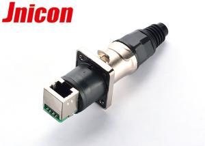 China Easy Pull Push RJ45 Waterproof Connector , RJ45 Panel Mount Ethernet Connector 90 Degree on sale