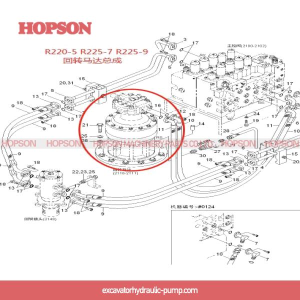 JMF151 Excavator Slew Motor , R220-5 R225-7 Hyundai Swing Motor