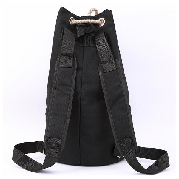 Black Drawstring Sports Backpack , Large Capacity Cinch String Backpack