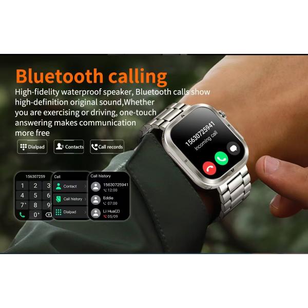 MK68 AMOLED Full Screen Men Smart Watch With BT Call Health Management 360mAh Battery