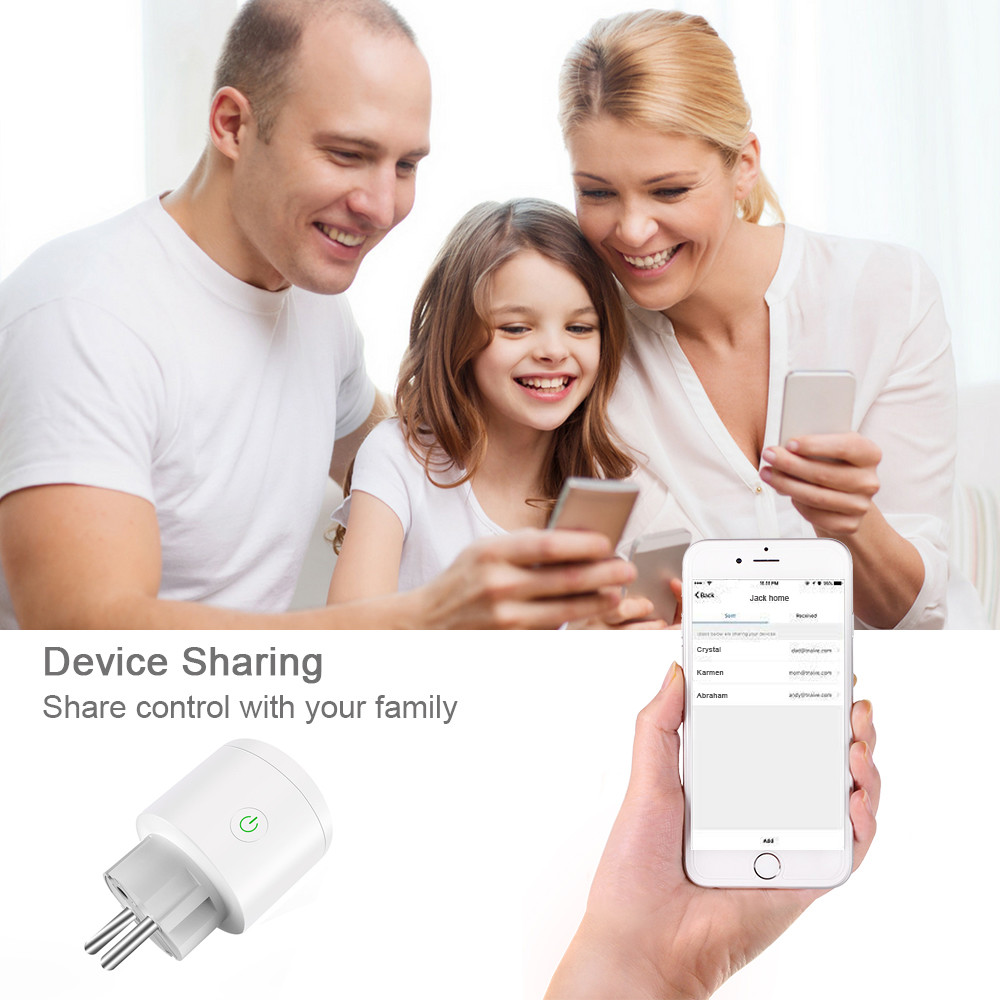 Glomarket Tuya Wifi EU Smart Plug Wireless Voice Control Work With Google Alexa