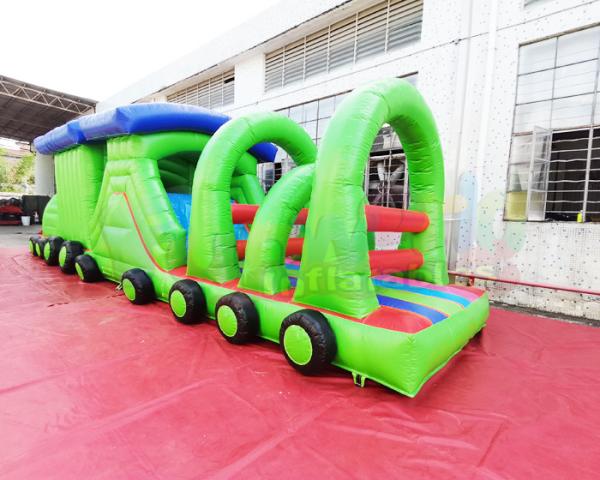 Quality Train Bouncy Castle 13.2X4.7X3M Inflatable Obstacle Course for sale