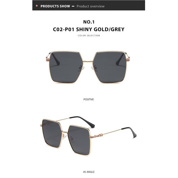 Oversized Metal Frame Sunglasses Anti UV Non Polarized Protect Eyes