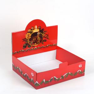 China Supermarket food display packaging box, three-layer folded corrugated display box, red paper gift box on sale