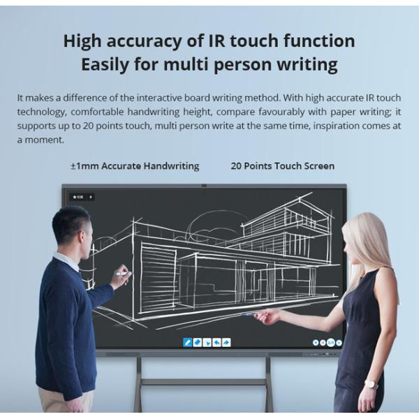 4096×4096 Touch Screen 75 Inch Smart Whiteboard For Classroom