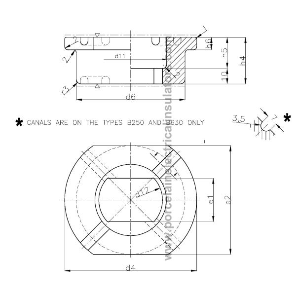 B-42530 LV transformer bushing insulator drawing