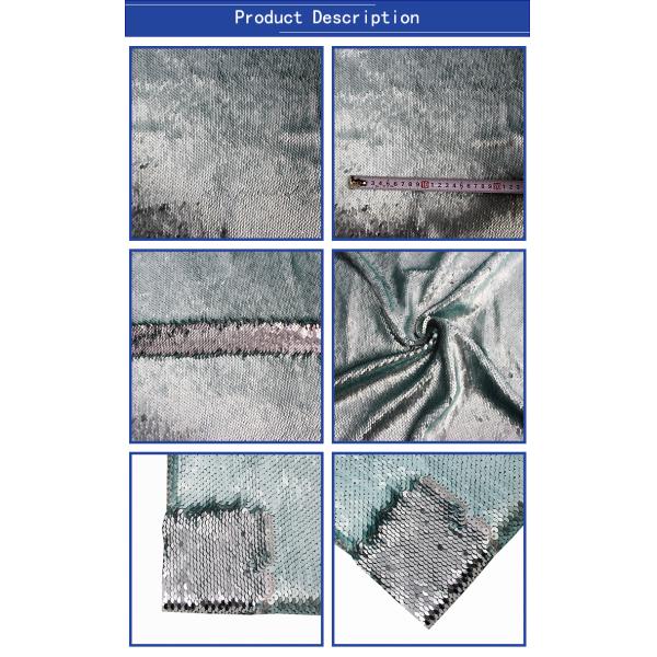 Special Color Silver Green Sequin Fabric Reversible Two-Colors for Making Pillow Case Cloths Dress