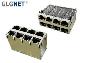 POE+ Magnetic RJ45 Modular Jack 2x4 Stacked RJ45 Connector For Ethernet Hubs