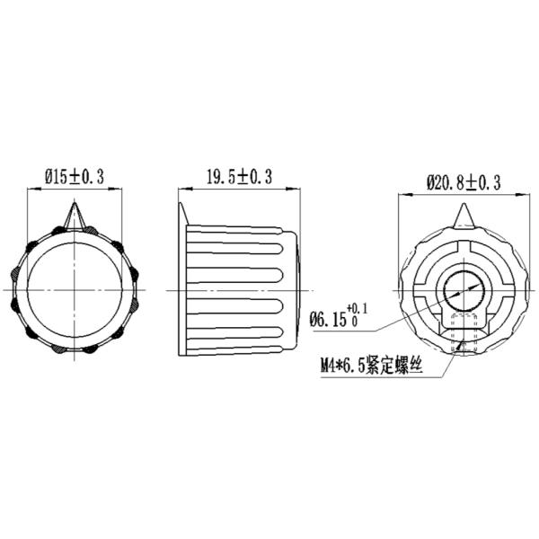 Pedal Knurled Small Potentiometer Knobs / Plastic Potentiometer Knobs Size Φ20.5×19.6mm