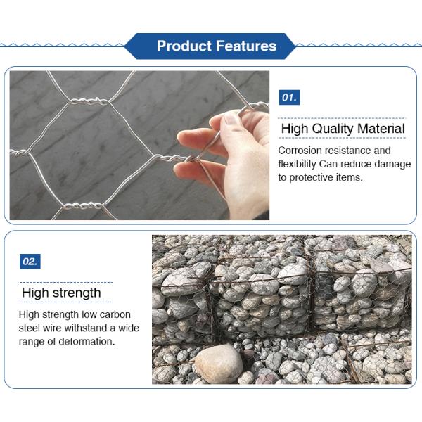 3.7mm 3.8x2.2x3.05mm Galvanized Gabion Box Hexagonal Hole