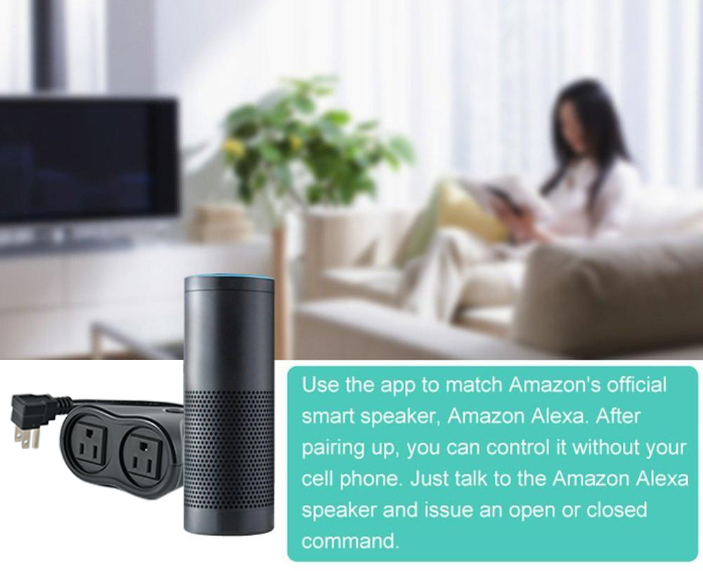 2 Sockets WIFI Smart Plug Home Wireless Remote Control Timer Compatible With Alexa Google